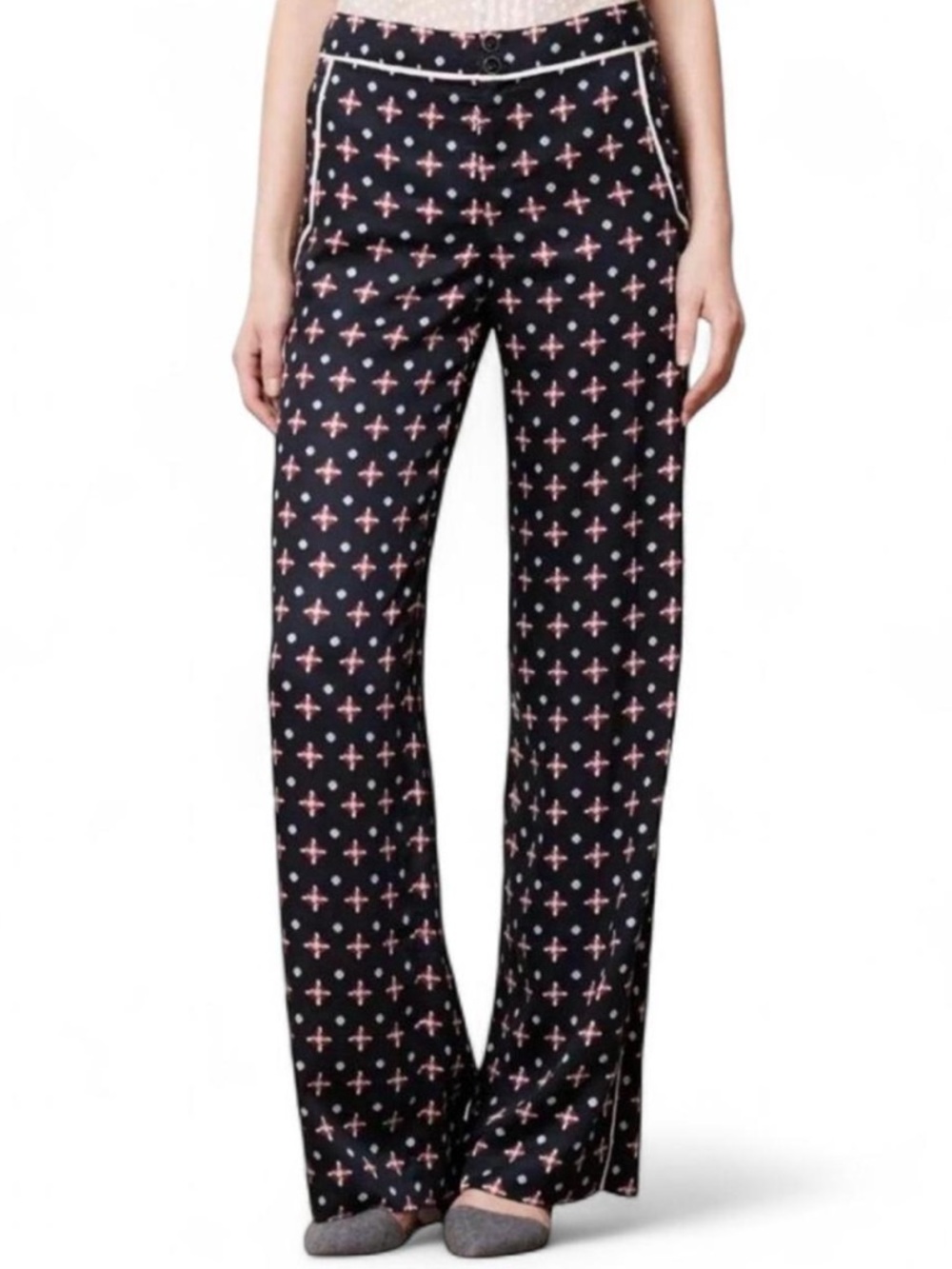 Anthropologie Red White & Blue Wide Leg Dress Pants Sz 6